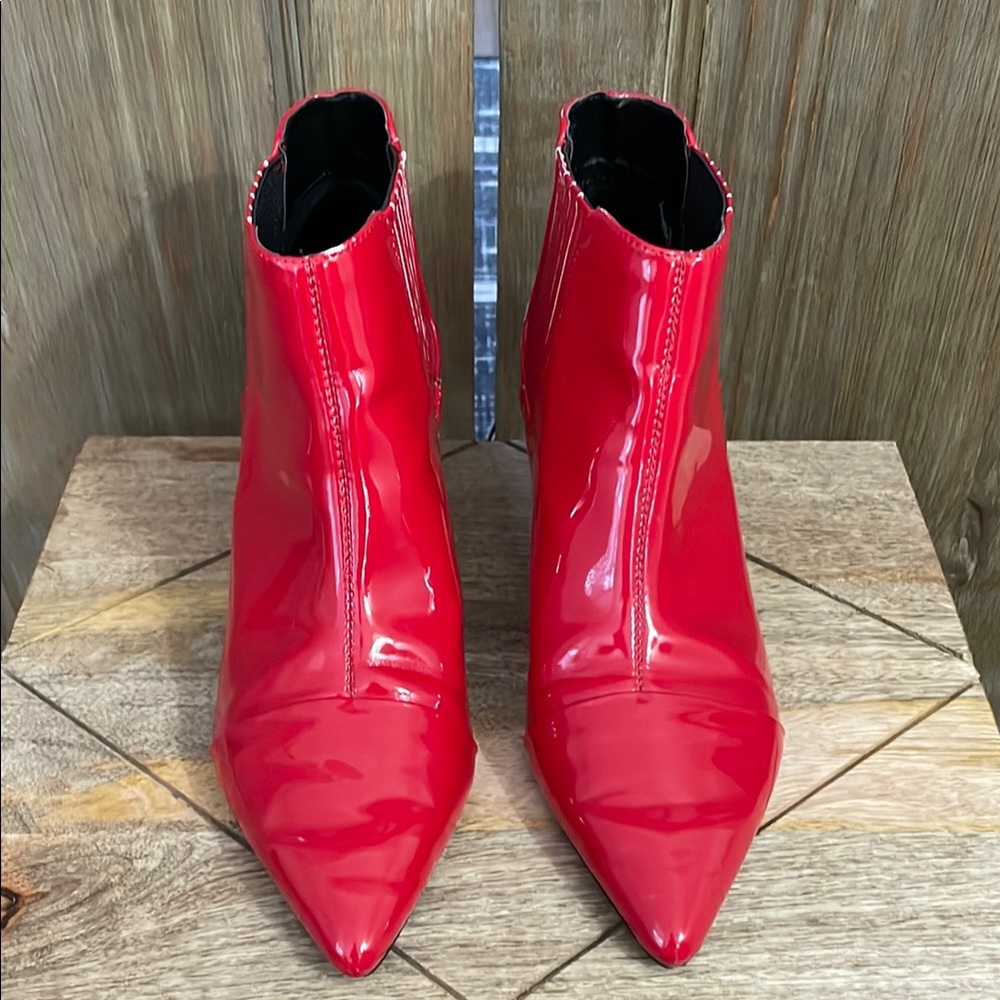 Design Lab by Lord &Taylor “Trina” Red Patent Leather Ankle Boots - Size 9M